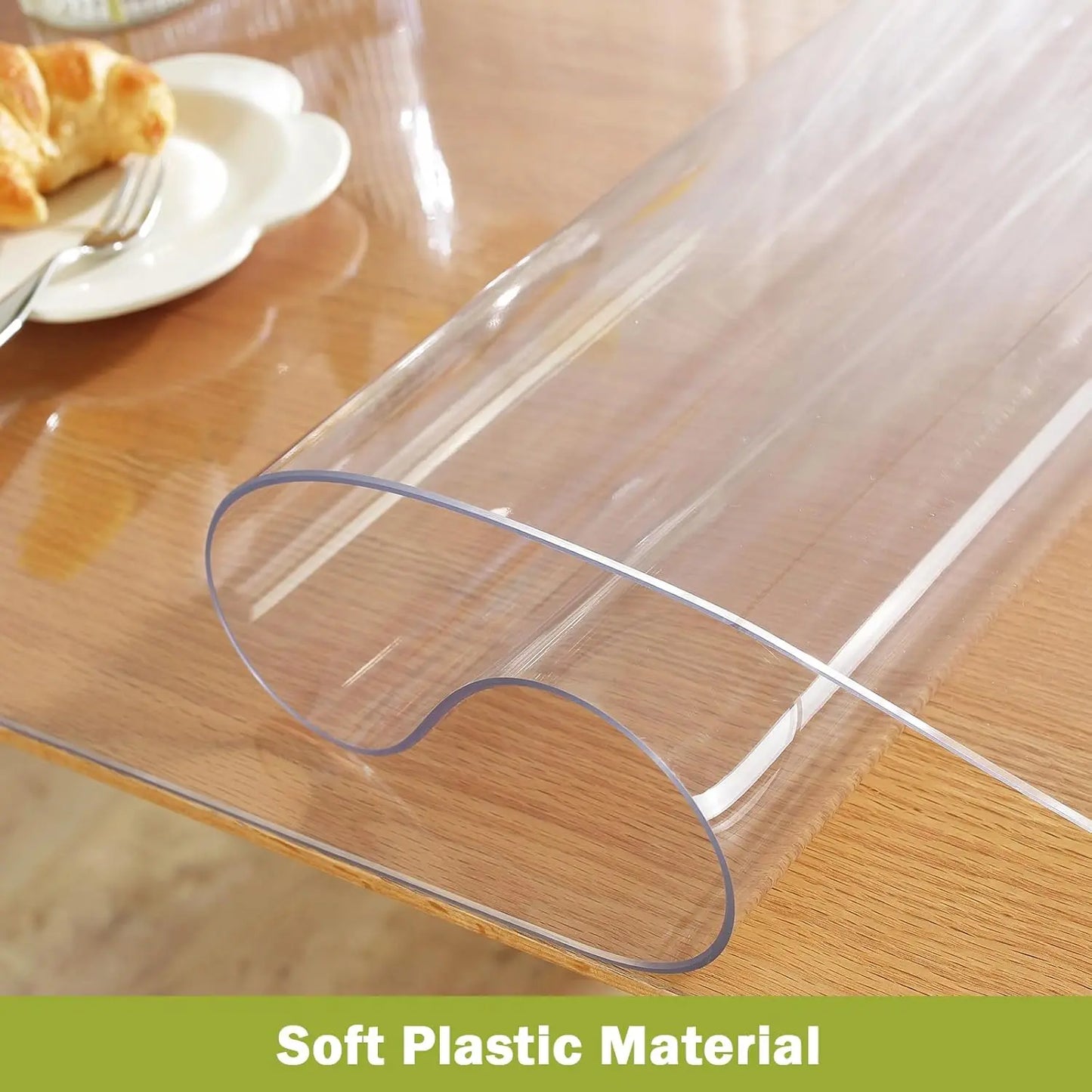Clear PVC Table Cover 17x48 Inch – Waterproof & Heat-Resistant Desk Mat, 1.5mm Thick Plastic Table Protector for Dining or Coffee Tables