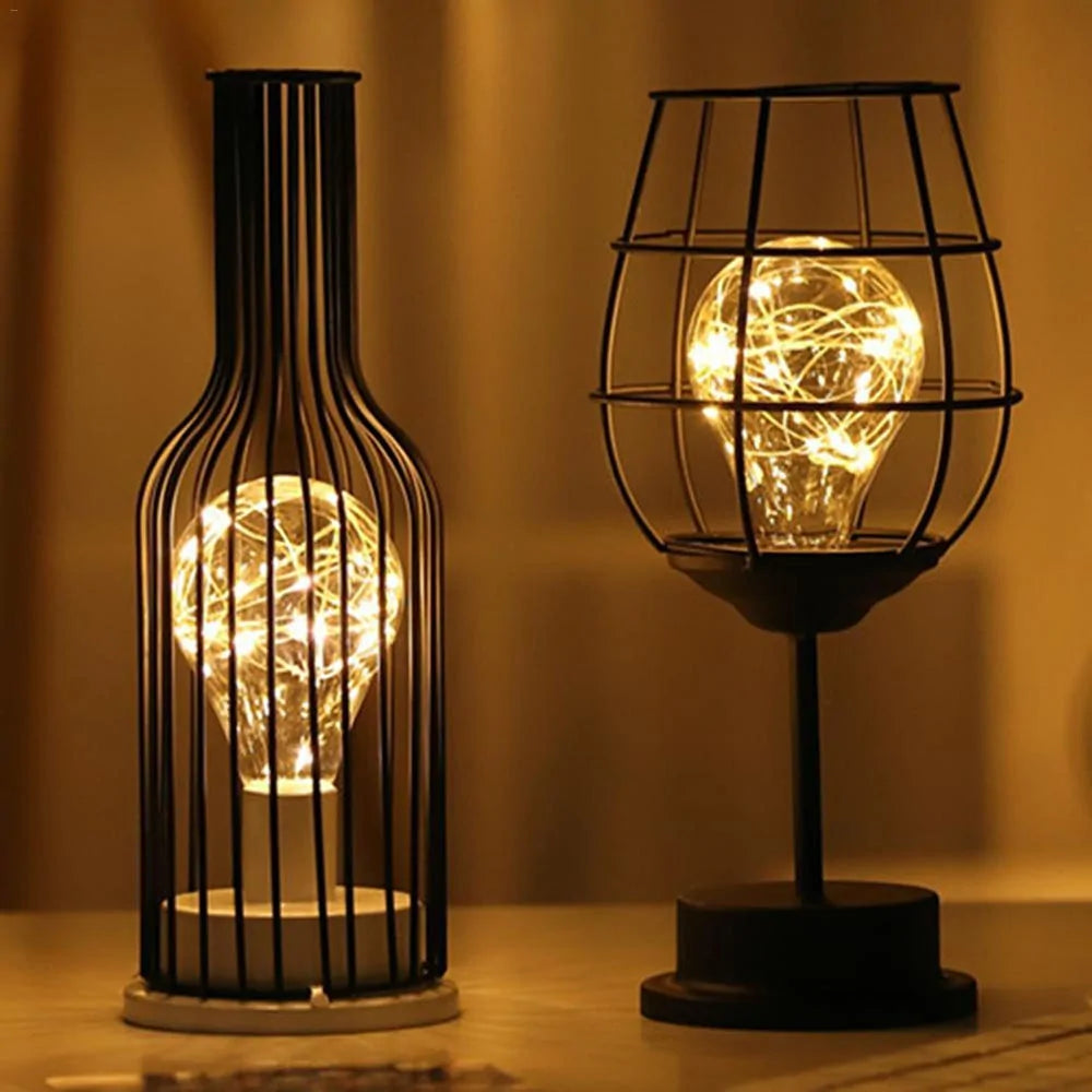 LED Retro Bulb Iron Table Night Light Novelusion