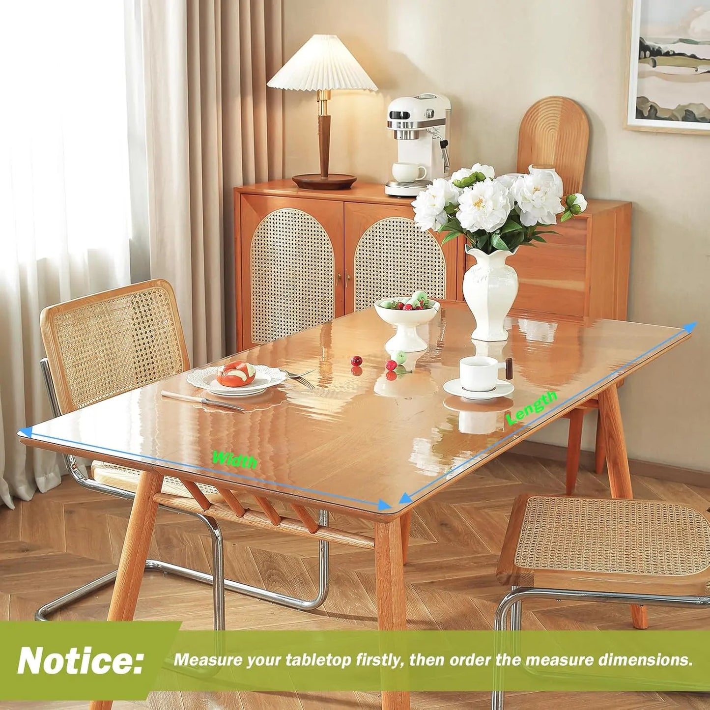 Clear PVC Table Cover 17x48 Inch – Waterproof & Heat-Resistant Desk Mat, 1.5mm Thick Plastic Table Protector for Dining or Coffee Tables