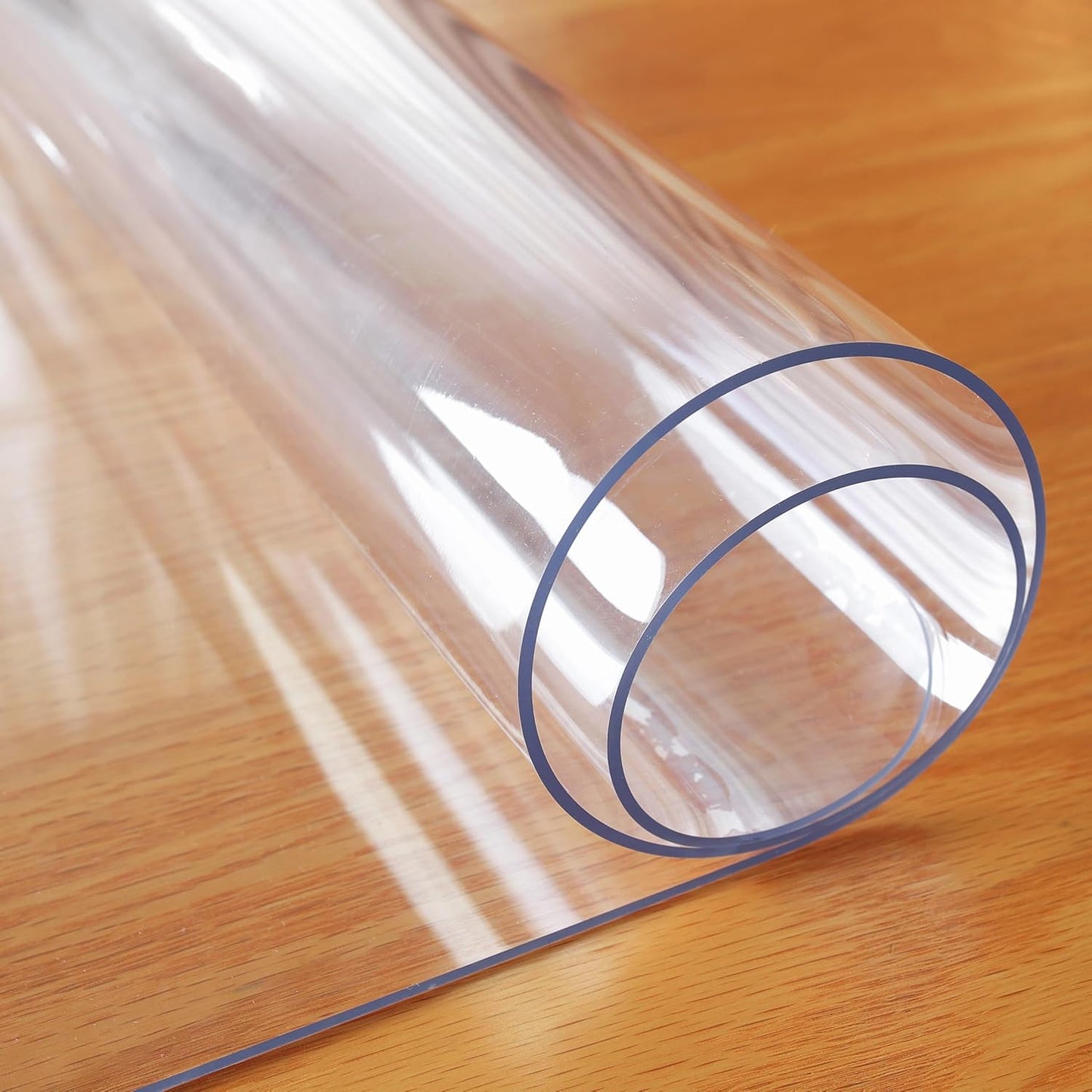 Clear PVC Table Cover 17x48 Inch – Waterproof & Heat-Resistant Desk Mat, 1.5mm Thick Plastic Table Protector for Dining or Coffee Tables