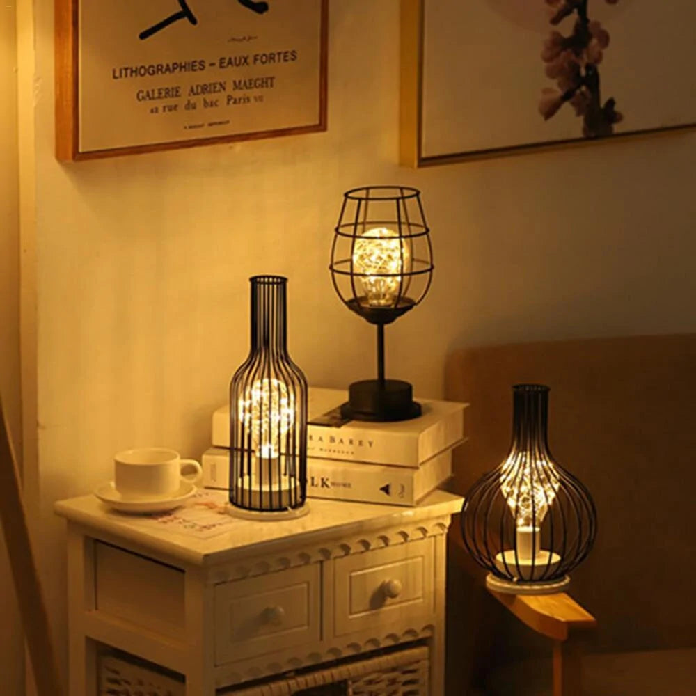 LED Retro Bulb Iron Table Night Light Novelusion