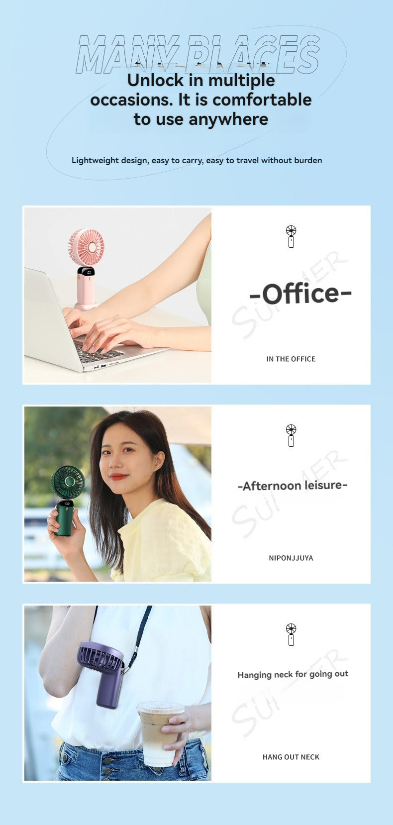 USB Rechargeable Portable Neck Fan