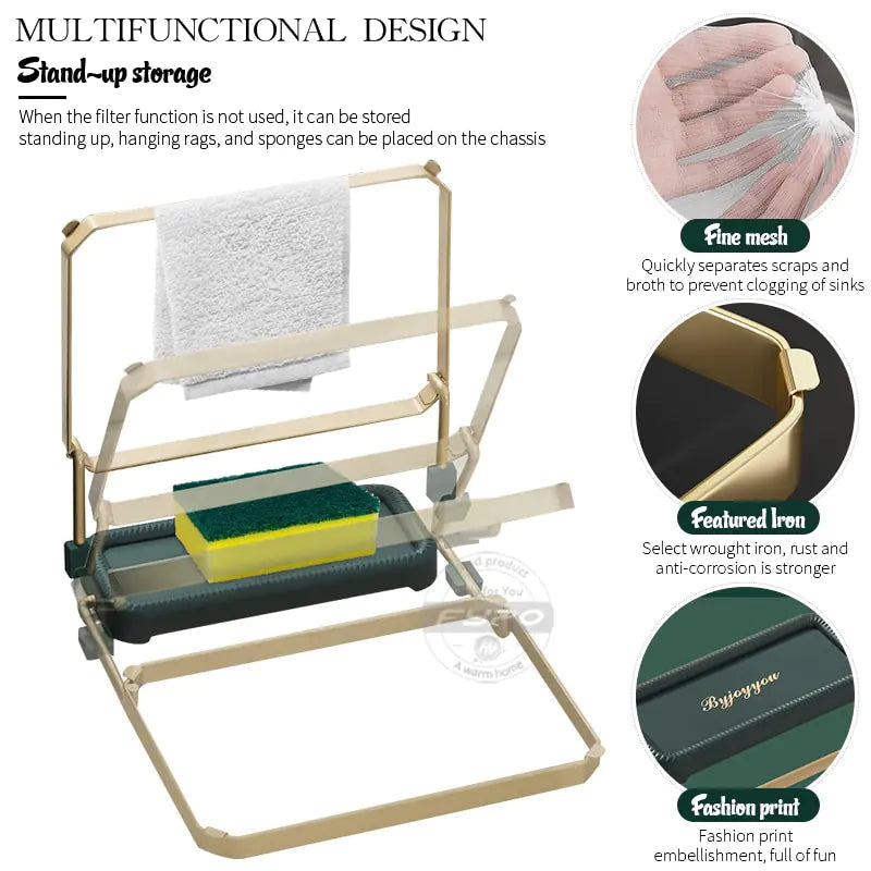 Foldable Sink Strainer Mesh Bag Stand Novelusion