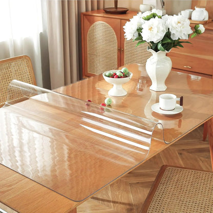 Clear PVC Table Cover 17x48 Inch – Waterproof & Heat-Resistant Desk Mat, 1.5mm Thick Plastic Table Protector for Dining or Coffee Tables