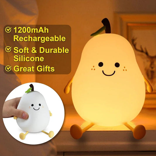 LED Pear Fruit Night Light USB Rechargeable