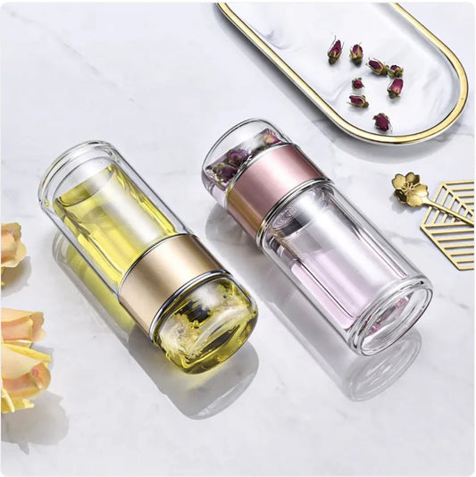 Double-Layer Glass Tea Infuser Cup Novelusion